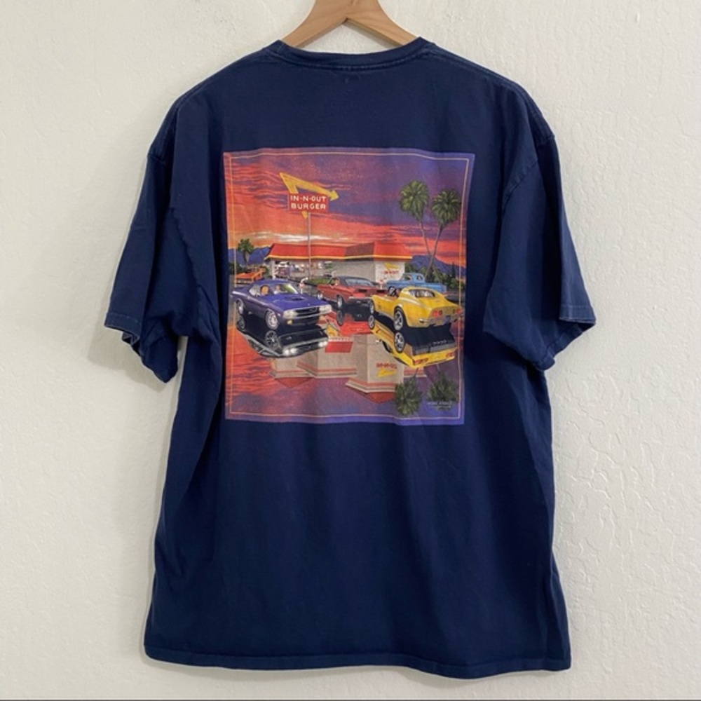In & Out Men’s XL Navy Blue Mike Rider old School Graphic T Shirt Short Sleeve